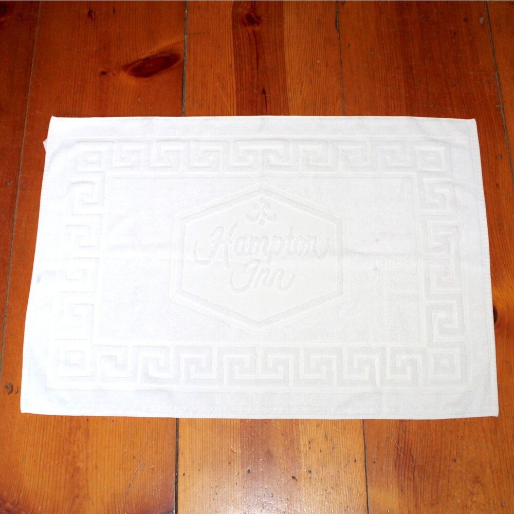 Hampton Inn Vintage Bath Mat rug white cotton Hotel Motel